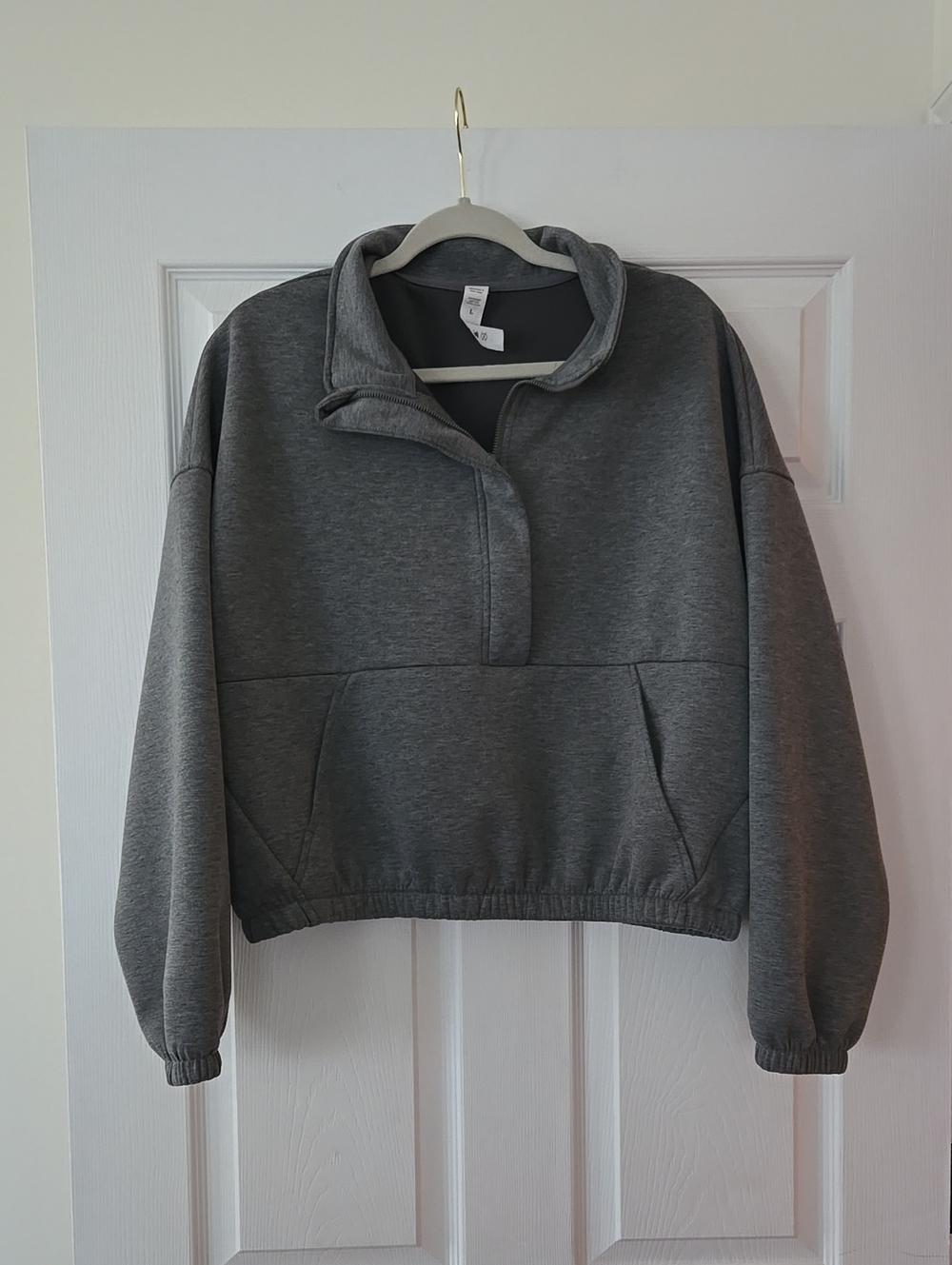 90 Degree By Reflex Gray Quarter-Zip Pullover Sweatshirt